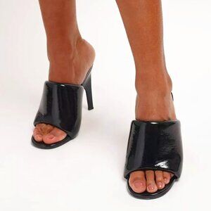The Attico Rem heel open toe leather mules - Black - 38